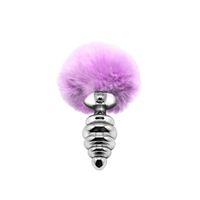 metal anal fluffy twist plug m pink