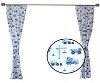 Zasłonki dla chłopca KOPARKI niebieskie budowa KPL