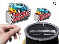 TOPPER NA TORT ozdoba dekoracja urodziny torcik WYŚCIGI AUTA SAMOCHODY