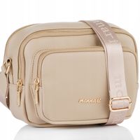 MONNARI Torebka na ramię LISTONOSZKA Pojemna DWUKOMOROWA PASEK LOGO PREMIUM