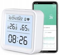 TERMOMETR CZUJNIK TEMPERATURY i WILGOTNOŚCI WIFI TUYA ekran LCD 24h