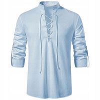 Koszula męska casual przewiewna lniana wiązanie