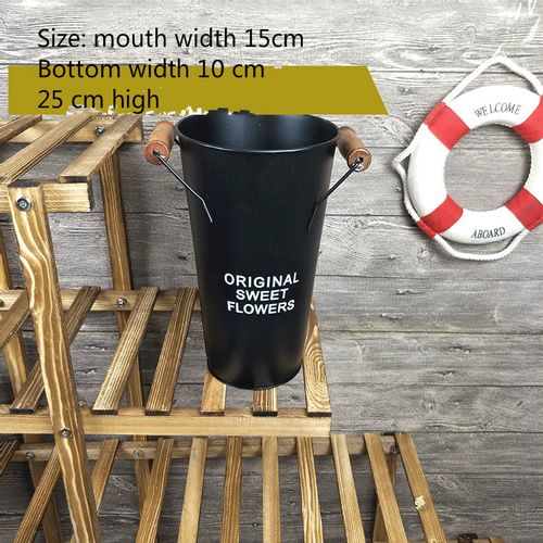 Vintage Doniczka doniczka -  Wiadro - METALOWA - Idealna Do Domu I Ogrodu 42 Zielony na Arena.pl