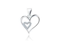 RODOWANY SREBRNY WISIOREK SERCE HEART CYRKONIE