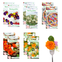 Kwiaty jadalne Bratek Stokrotka Nagietek Chaber Nasturcja