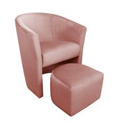 Fotel CLUB z podnóżkiem róż indyjski MG58