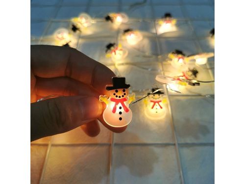 Lampki led świąteczne łańcuch na choinkę ozdobne na baterie 20 led bałwanek na Arena.pl