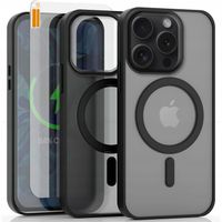 Etui Magsafe Do Apple iPhone 15 Pro (Czarne Matowe, Wzmacniane) + Szkło 9h