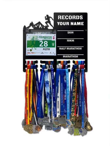 Wieszak na medale i numery startowe REKORDY BIEGOWE RUN twoje imię 75.1 na Arena.pl