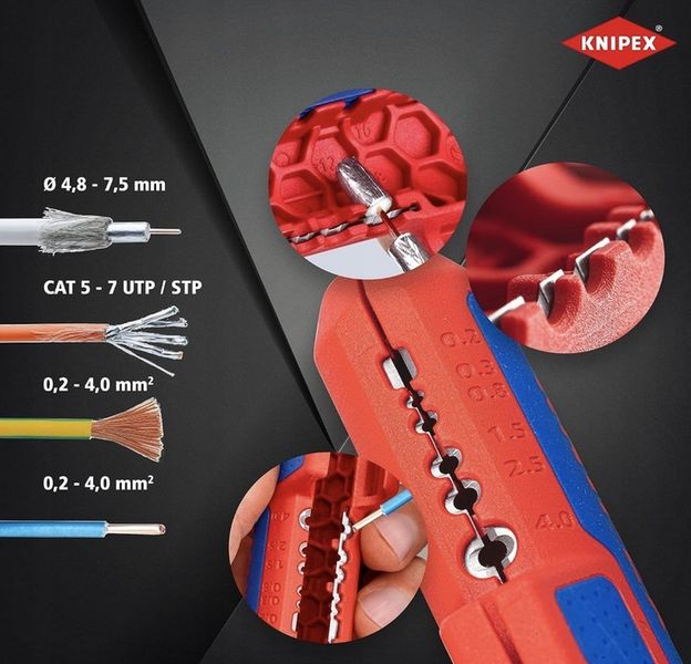 KNIPEX 16 95 01 SB Ściągacz Izolacji ErgoStrip Ø 8-13 zdjęcie 5