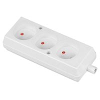 gniazdo potrójne 16a 250v rozbieralne b/u białe - vt-302-0030