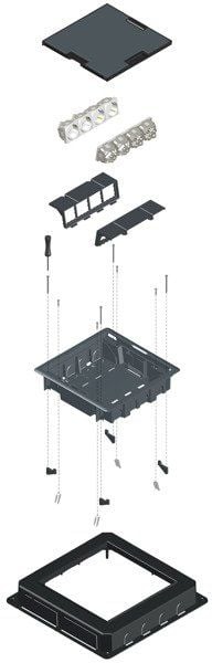 Efapel puszka podłogowa 16-modułowa 83008 cat zdjęcie 2