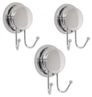 Wieszak 2x haczyk łazienkowy na przyssawkę srebrny 3 szt - Yoka