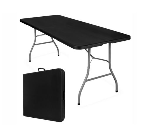 Zestaw składanych mebli Cateringowych ogrodowych czarny Stół + 6 krzeseł na Arena.pl