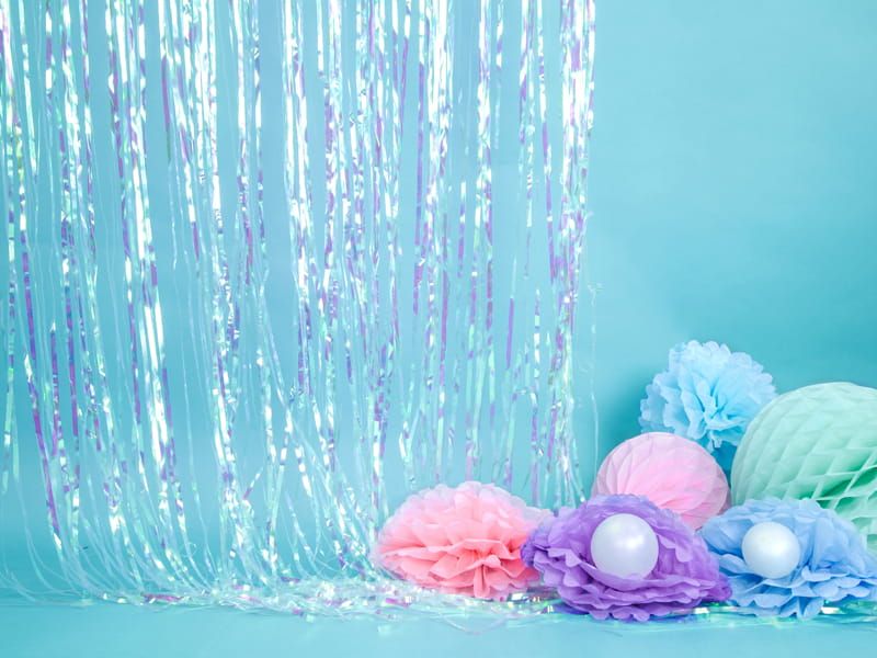 Pompon bibułowy niebieskomglistym 25cm zdjęcie 7