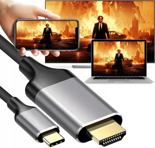 KABEL PRZEWÓD ADAPTER PRZEJŚCIÓWKA USB-C 3.1 TYP C DO HDMI 4K MHL 200cm 2M na Arena.pl