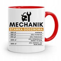 Kubek Czerwony Dla Mechanika Stawka Godzinowa Z Nadrukiem Ze Zdjęciem