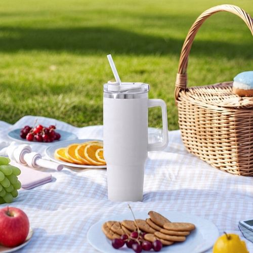 Kubek termiczny ze słomką próżniowy na kawę herbatę napoje zimne duży 1,2l na Arena.pl