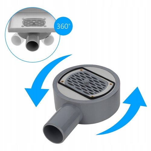 ODPŁYW LINIOWY KWADRATOWY 15x15 CM INOX OBROTOWY NISKI SYFON 360 DL07 FIX na Arena.pl