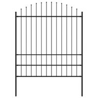 Panel ogrodzeniowy z grotami, stal, (1,75-2) x 1,7 m, czarny