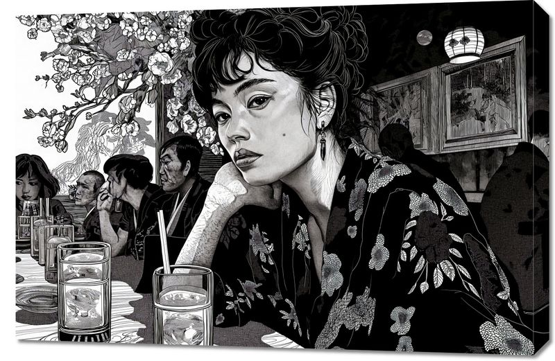 Obraz 90x60cm Czarne Kimono zdjęcie 1
