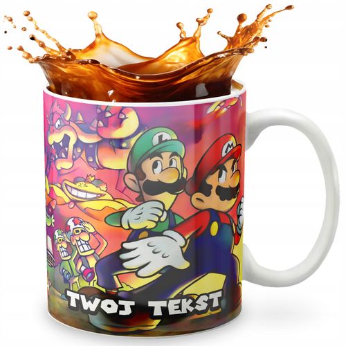 KUBEK 330ml GRAFIKA PREZENT ŚWIĘTA WZÓR - GRA SUPER MARIO + IMIĘ na Arena.pl