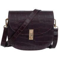 VERA PELLE torebka skórzana listonoszka kroko z paskiem V722 c.bordowa