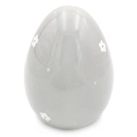 Jajko Wielkanocne ceramiczne figurka do stroika 12 cm SZARE