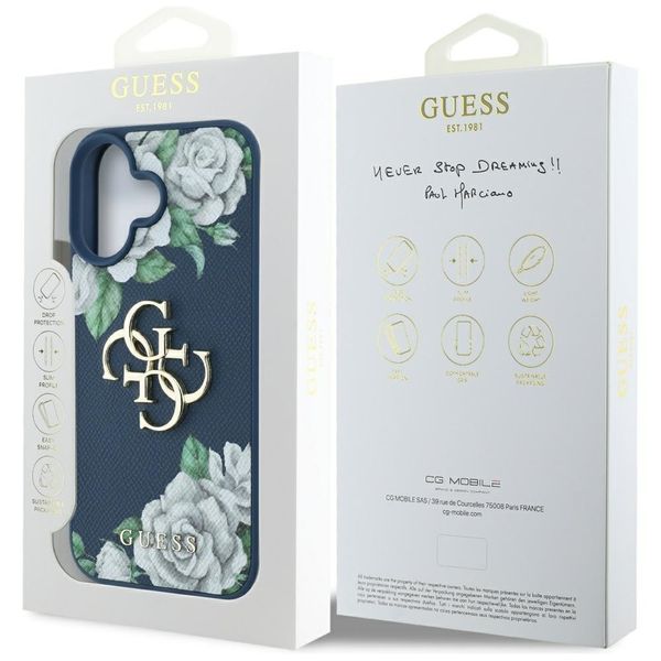 Etui Guess Grained Roses Big 4G logo do iPhone 16 niebieski zdjęcie 8