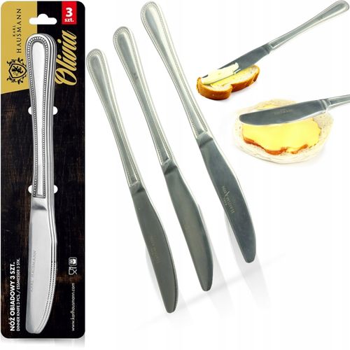 KPL. NOŻY OBIADOWYCH OLIVIA 3SZT STAL NIERDZEWNA NÓŻ STOŁOWY WYSOKA JAKOŚĆ na Arena.pl