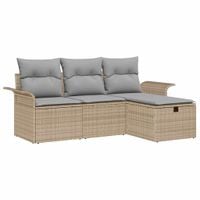 Zestaw Sof na Ogród 4 pcs beżowo-jasnoszary 196 x 117 x 85 cm