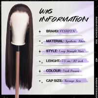 Peruka syntetyczna z siateczką lace front, bardzo długa, proste włosy 75cm