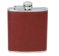 Piersiówka Stal Nierdzewna Obszyta Eko-Skórą Brązowa 6 OZ ok. 180ml Gentelo