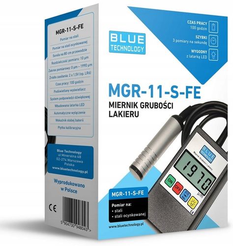 Miernik grubości lakieru Czujnik Tester MGR-11-S-FE Stal Ocynkowana POLSKI na Arena.pl
