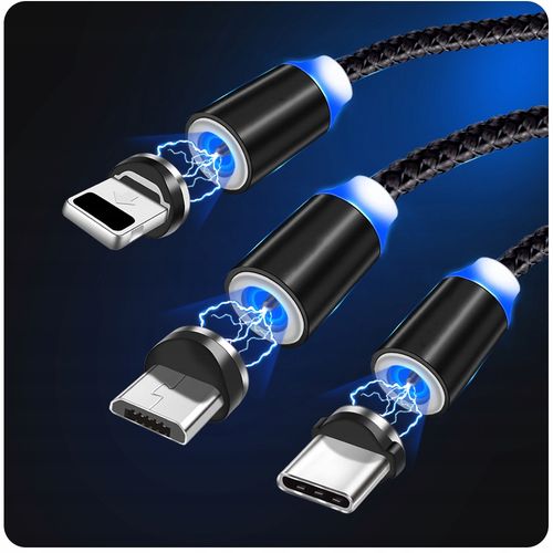 KABEL MAGNETYCZNY 3w1 DO IPHONE MICRO USB TYP-C na Arena.pl