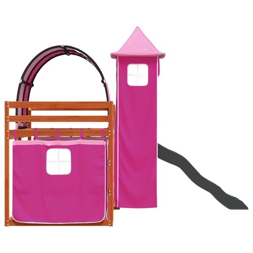 Łóżko na antresoli, ze zjeżdżalnią i zasłonkami, 90x200 cm na Arena.pl