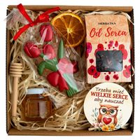 Zestaw prezentowy na dzień nauczyciela dla wychowawcy herbata miód magnes