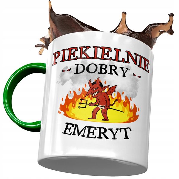 Kubek Zielony Dla Emeryta Piekielnie Dobry Emeryt Z Nadrukiem Ze Zdjęciem zdjęcie 1