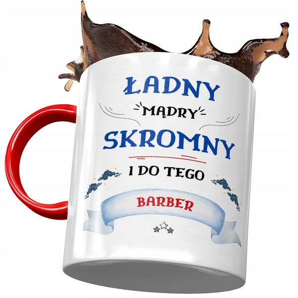 Kubek Czerwony Dla Barbera Ładny Mądry Skromny Z Nadrukiem Ze Zdjęciem zdjęcie 1