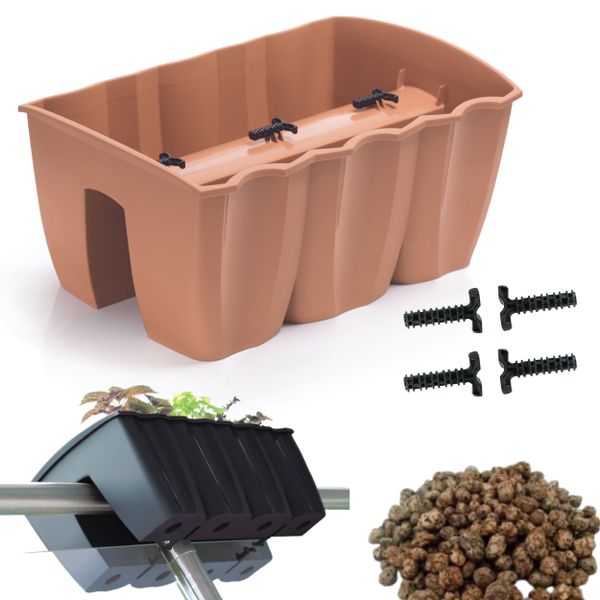 3x Skrzynka na balustradę DCRO400, Doniczka balkonowa + keramzyt 5l zdjęcie 2