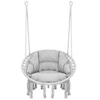 Bocianie gniazdo z frędzlami huśtawka z poduszką ogrodowa szara