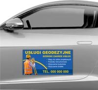 MAGNES NA SAMOCHÓD MAGNETYCZNA REKLAMA 60X30 cm USŁUGI GEODEZYJNE