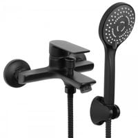 Bateria wannowa prysznicowa ścienna natryskowa czarna mat loft - Yoka