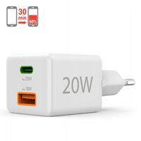Hama ŁADOWARKA sieciowa MINI 20W szybkie ładowanie port USB-A USB-C biała