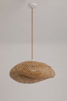 Lampa wisząca BRUGIA M E27 boho BAMBUS Biała podsufitówka Naturalna Sznur