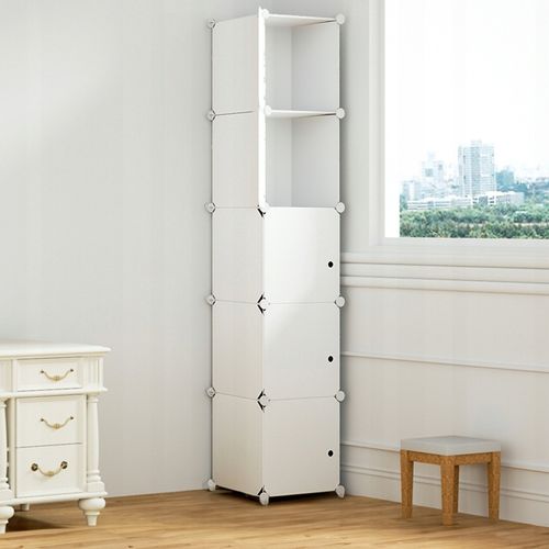 GARDEROBA UBRANIOWA SZAFA MODUŁOWA 5 PÓŁEK REGAŁ SZAFKA SŁUPEK BIAŁA na Arena.pl