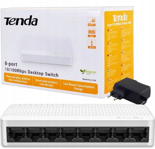 SWITCH 8-PORTOWY LAN RJ45 ROZDZIELACZ PRZEŁĄCZNIK ETHERNET 10/100 Mb/s na Arena.pl