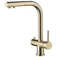 Blue Water Apala Złota Trójdrożna bateria kuchenna z wyciąganą wylewką