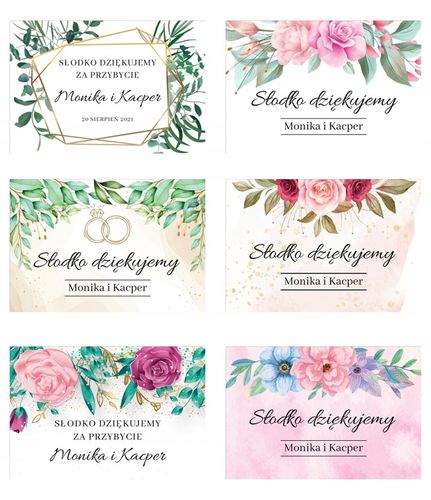 45 sztuk Naklejki okolicznościowe weselne chrzest komunia mix wzorów na Arena.pl