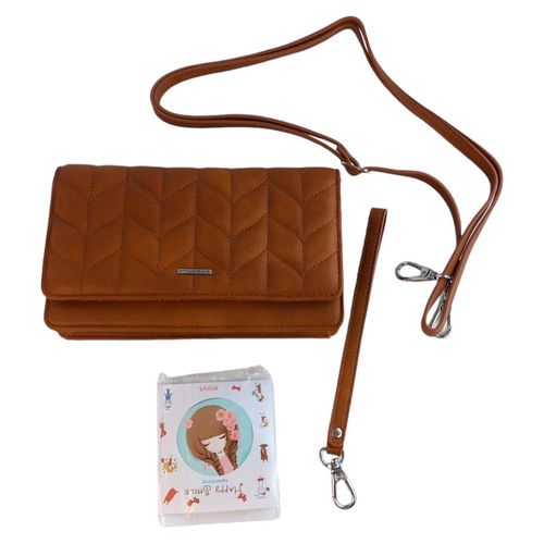 Torebka Damska na Ramię Skóra PU Kopertówka Brąz na Arena.pl